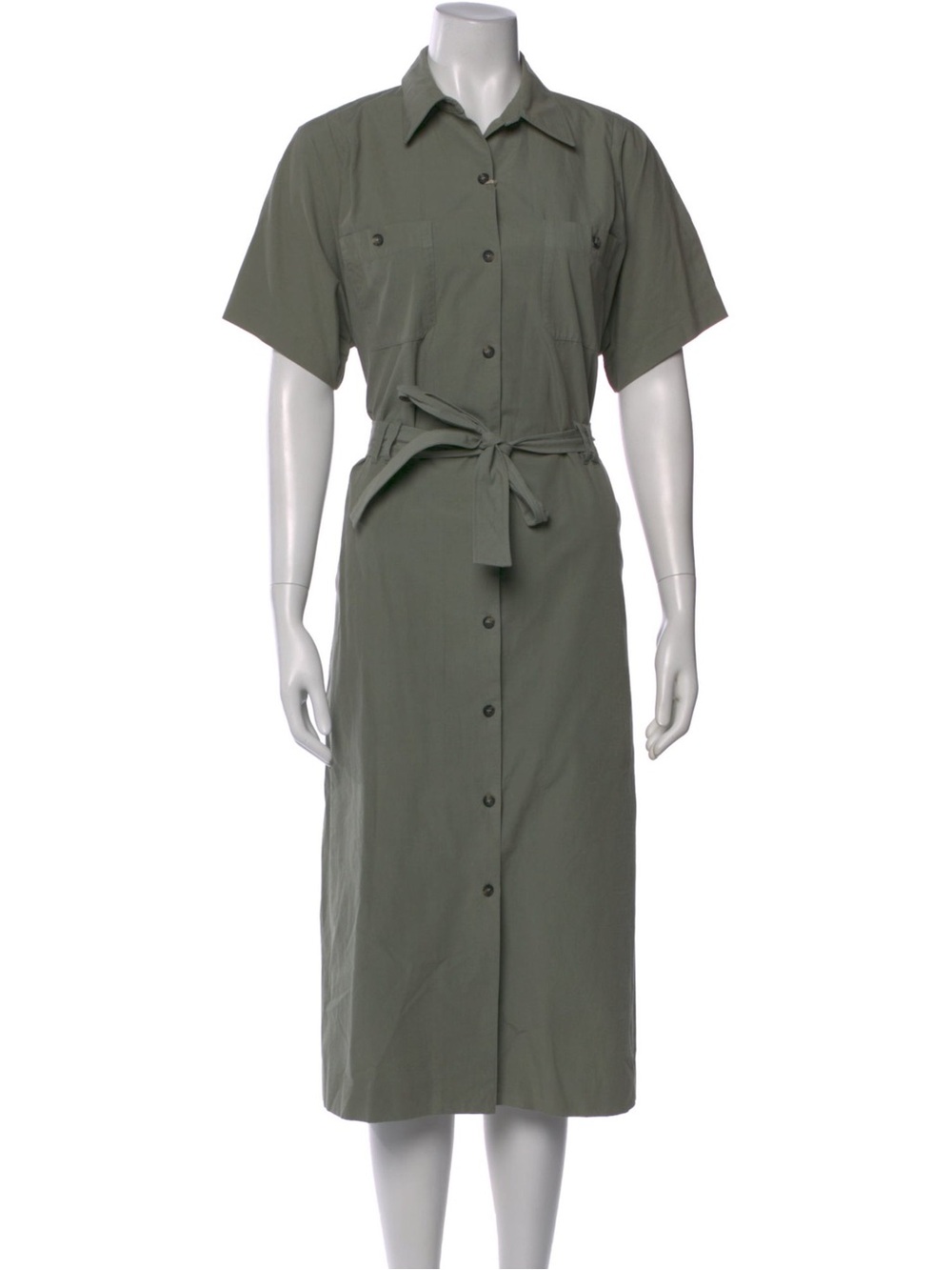 A.P.C. Olive Green Button-Front Shirt Dress